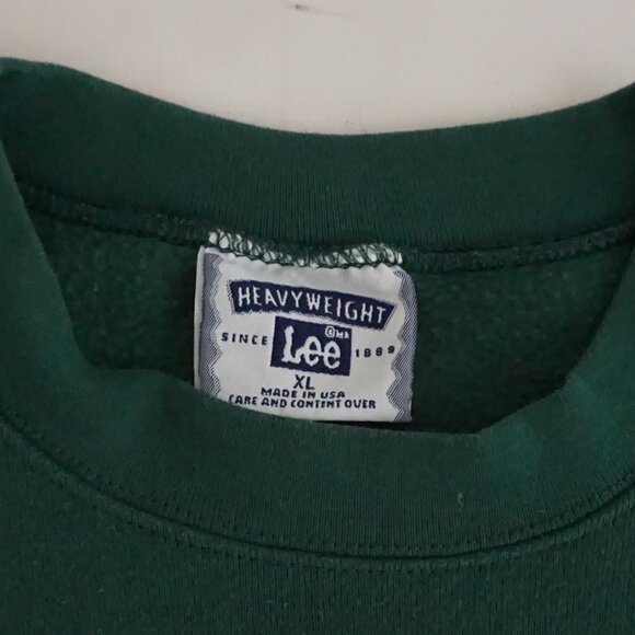Vintage Lee Heavyweight Sweatshirt Green Loon River Cafe Graphic Made USA XL - Picture 9 of 9